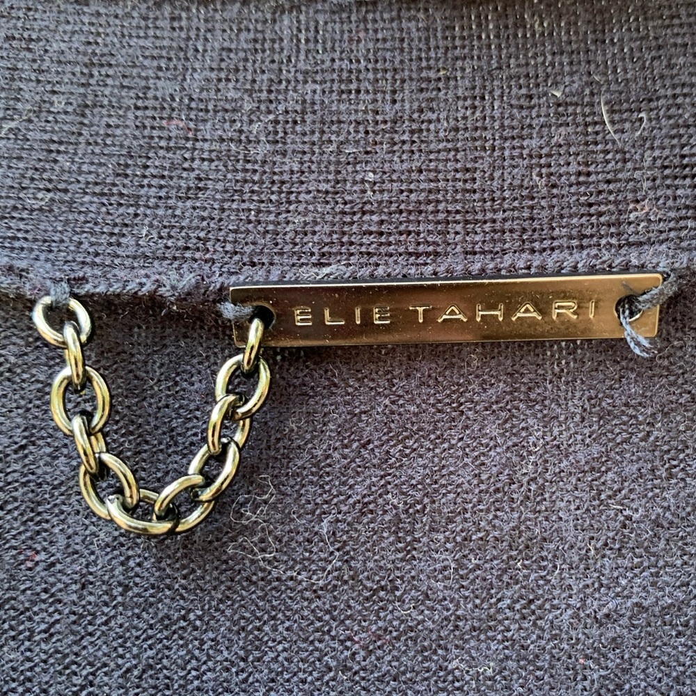Elie Tahari 100% extra fine merino wool high low lightweight open wool cardigan - Picture 4 of 11